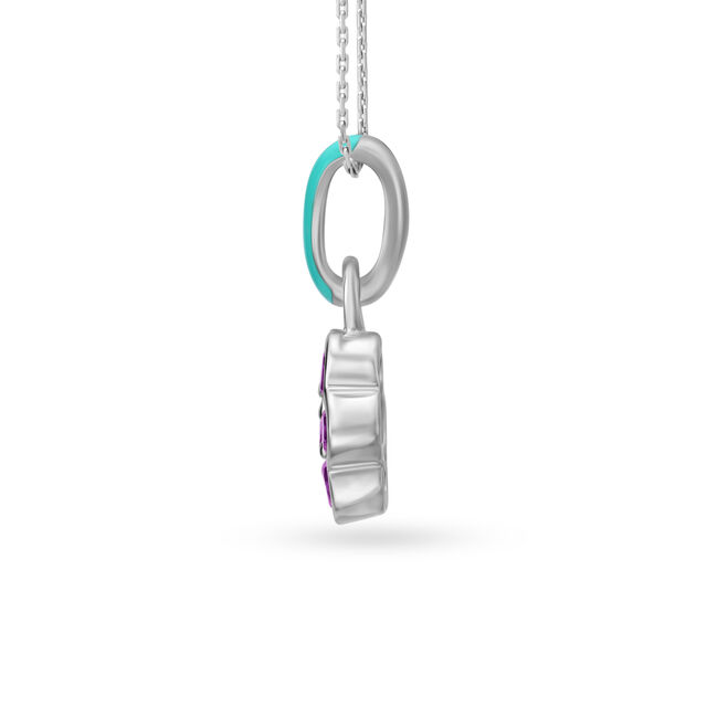 925 Silver Glitzy Floral Pendant with Amethysts,,hi-res view 2