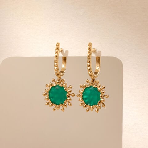 Dynamic Sculptural Green Onyx Hoop Earrings