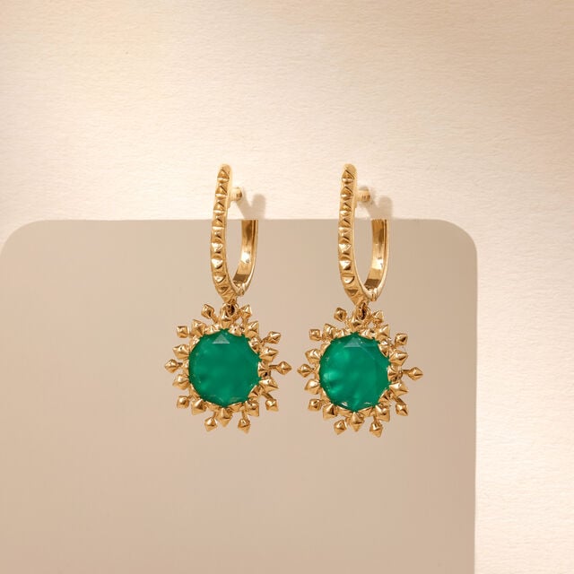 Dynamic Sculptural Green Onyx Hoop Earrings,,hi-res image number null