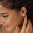 14kt White And Rose Gold Diamond Stud Earrings,,hi-res view 1