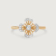 Sparkling Petals 14KT Gold & Diamond Finger Ring,,hi-res view 3
