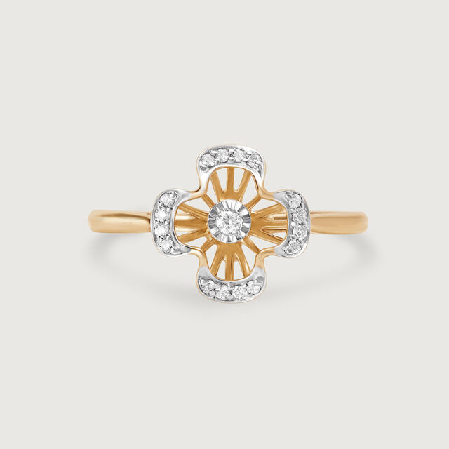 Sparkling Petals 14KT Gold & Diamond Finger Ring,,hi-res image number null