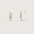 Intricate Lattice Gold & Diamond Stud Earrings,,hi-res view 4