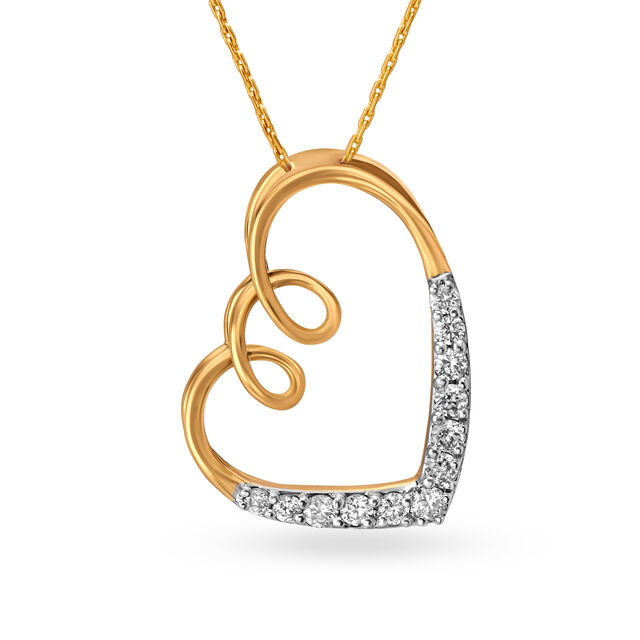 14KT Yellow Gold Heart Pendant With Diamonds,,hi-res view 1