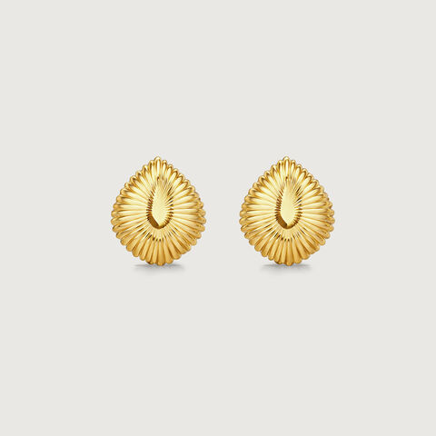 Radiant Disc Gold Stud Earrings
