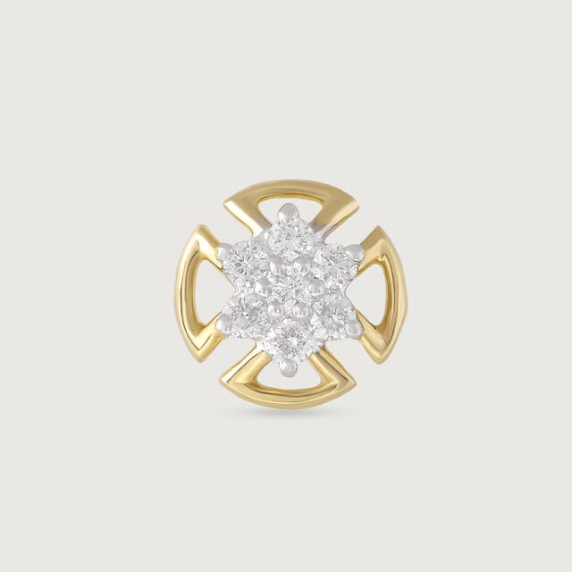 Cosmic Shield Gold and Diamond Nose Pin,,hi-res image number null
