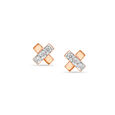 14KT Rose Gold Twinkling Crisscross Diamond Stud Earring,,hi-res view 1