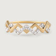 Zigzag Glimmer Gold & Diamond Finger Ring,,hi-res view 2