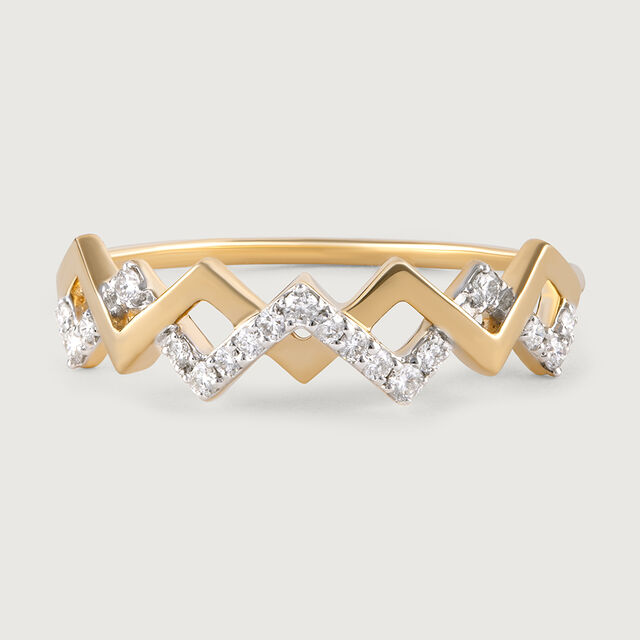 Zigzag Glimmer Gold & Diamond Finger Ring,,hi-res image number null