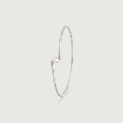 Minimal Glow Pearl Silver Bangle