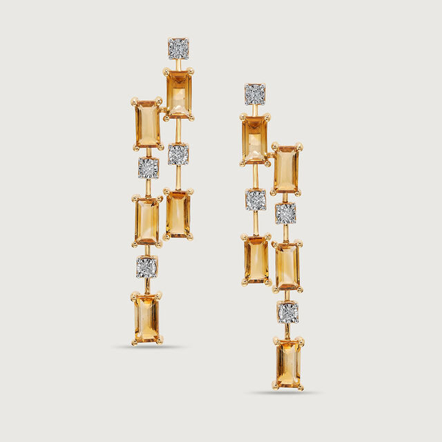 Citrine & Diamond Cascade 14KT Yellow Citrine Drop Earrings,,hi-res image number null