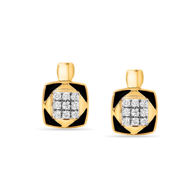 18KT Yellow Gold Abstract Glimmer Diamond Stud Earrings,,hi-res view 1