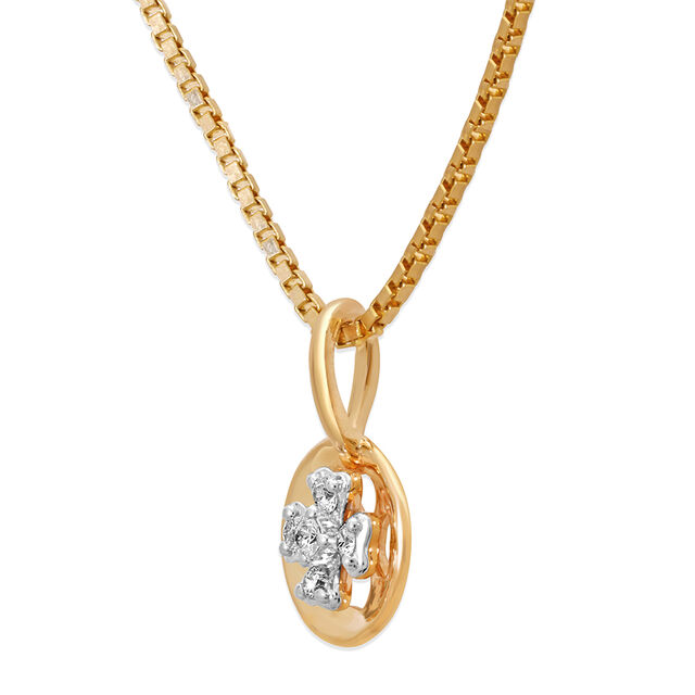 14KT Yellow Gold Clover Blossom Diamond Pendant,,hi-res image number null