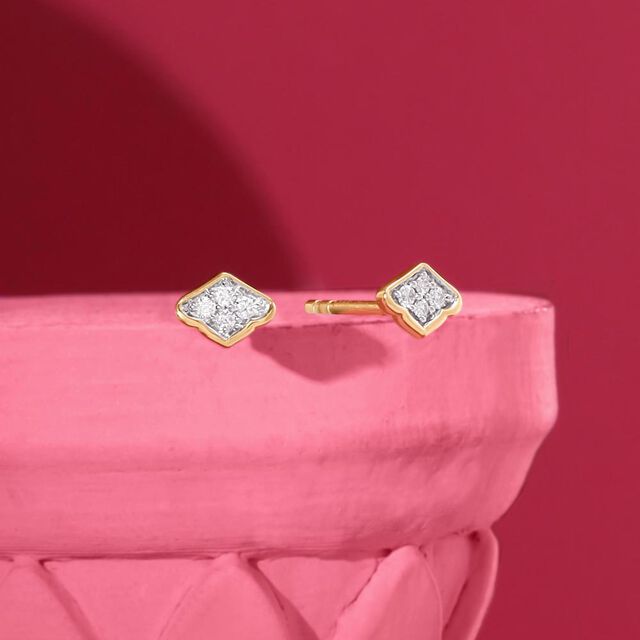 Arch Edge Diamond Stud Earrings,,hi-res image number null
