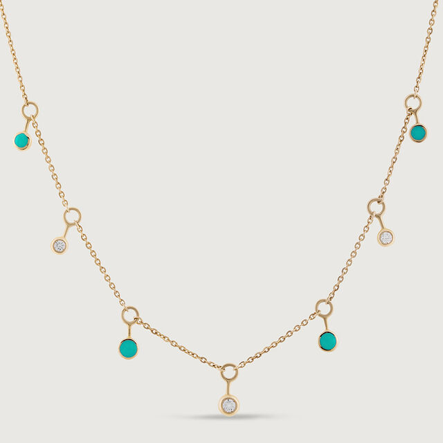 Blue Sparkle Gold & Diamond Necklace,,hi-res image number null