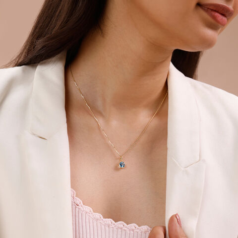 Clean Contemporary Blue Topaz Gold Pendant
