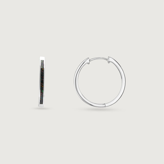 Vibrant Textured Opal Silver Hoop Earrings,,hi-res image number null