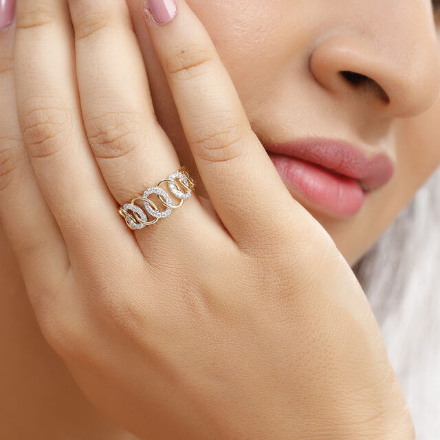 14KT Yellow Gold Linked in Love Diamond Finger Ring,,hi-res image number null