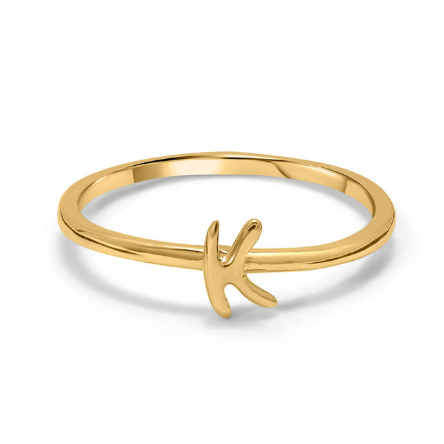 Letter K 14KT Yellow Gold Initial Ring,,hi-res image number null