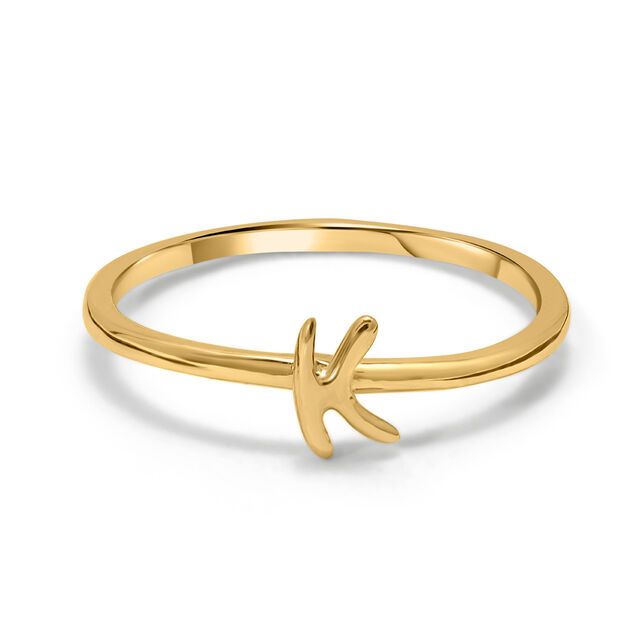 Letter K 14KT Yellow Gold Initial Ring,,hi-res view 3