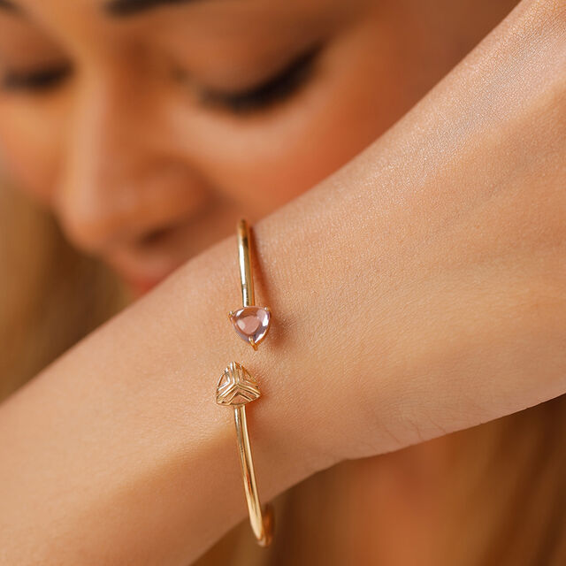 14KT Yellow Gold Amethyst Bangle,,hi-res image number null