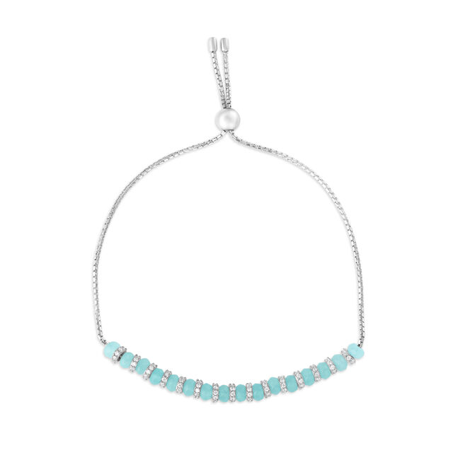 Dainty Beaded 925 Silver Bracelet,,hi-res view 1