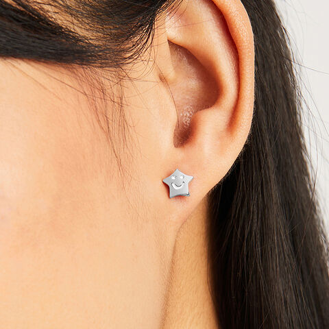 Happy Star Silver Stud Earrings