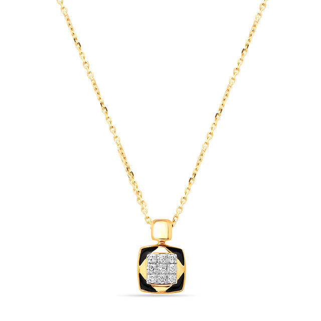 18KT Yellow Gold Abstract Glimmer Diamond Pendant with Chain,,hi-res image number null