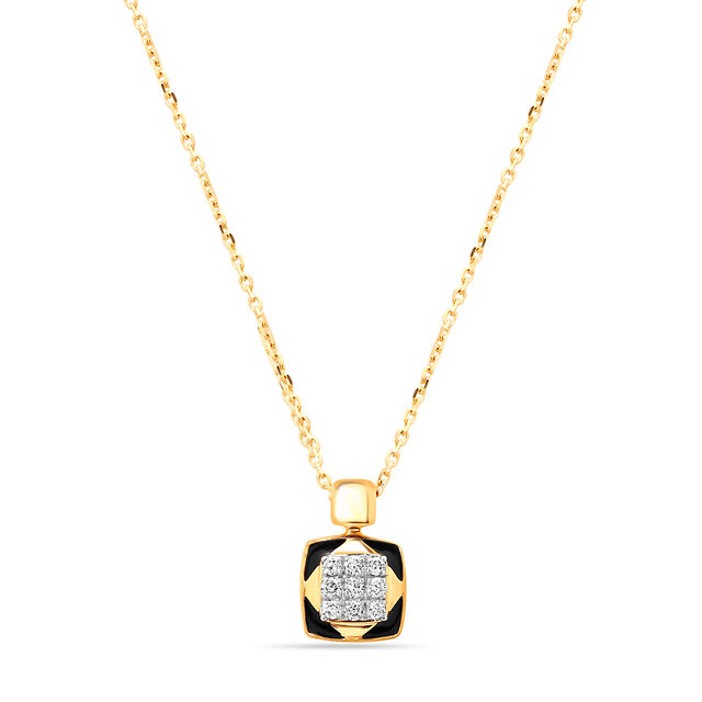 18KT Yellow Gold Abstract Glimmer Diamond Pendant with Chain,,hi-res view 1