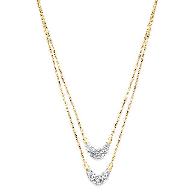 14KT Yellow Gold Waterfall Symphony Blue Topaz Necklace,,hi-res image number null
