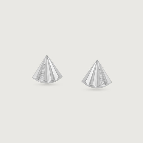 Sparkle Fan Silver Stud Earrings