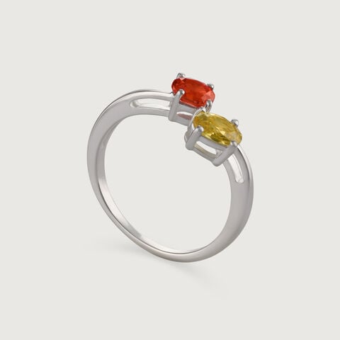 Citrine Sunshine & Garnet Glow Silver Ring