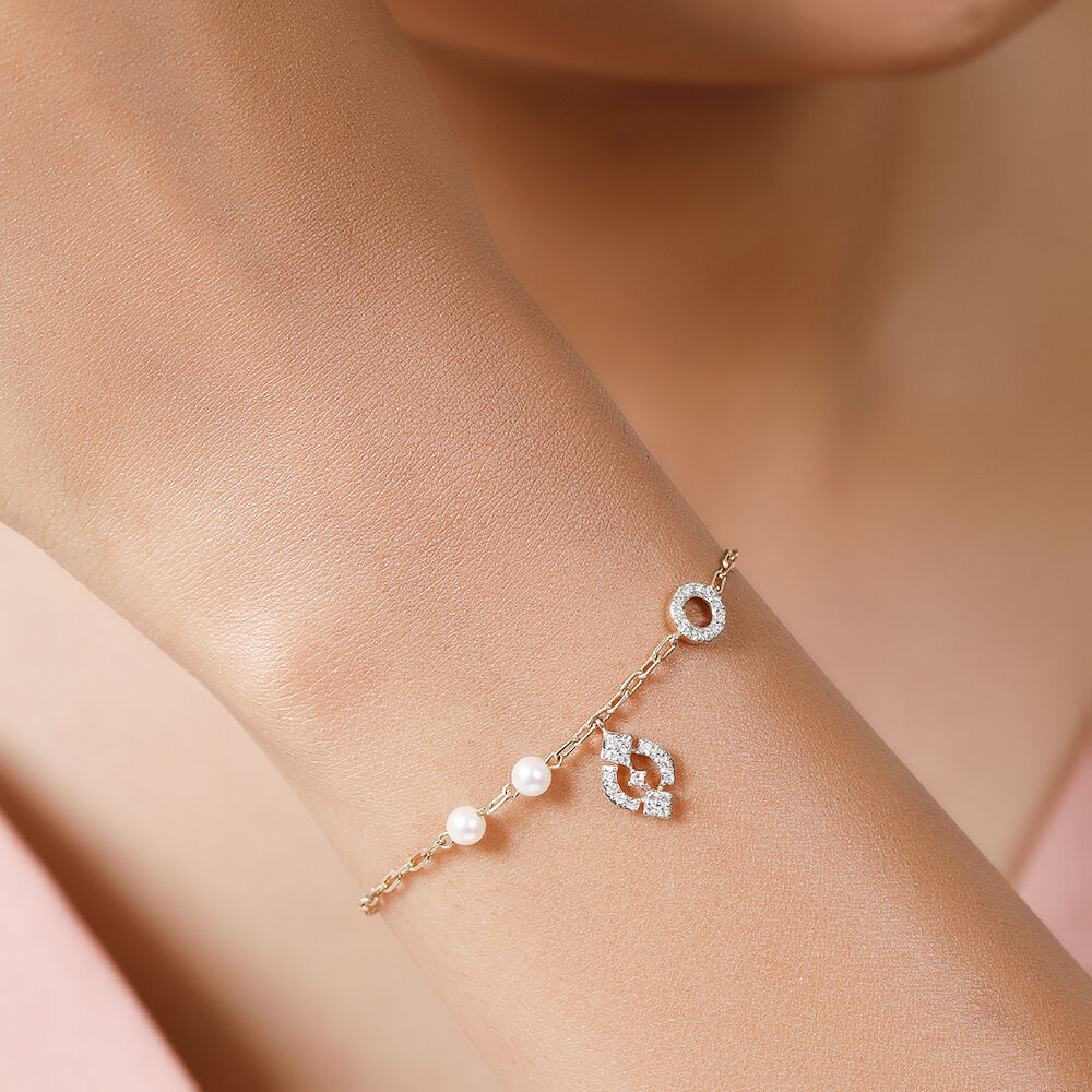 Buy 14KT Yellow Gold A Timeless Duo Pearl Bracelet Online Mia by Tanishq