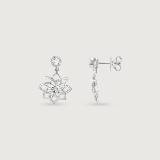 Modern Bloom Silver Drop Earrings,,hi-res image number null