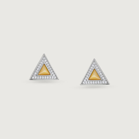 Radiant Triangle Silver Stud Earrings