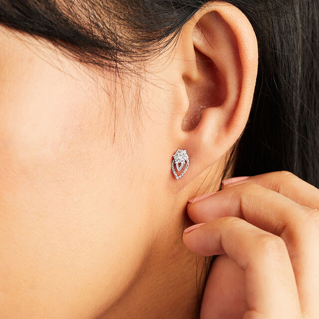 Sparkling Teardrop Silver Stud Earrings,,hi-res image number null