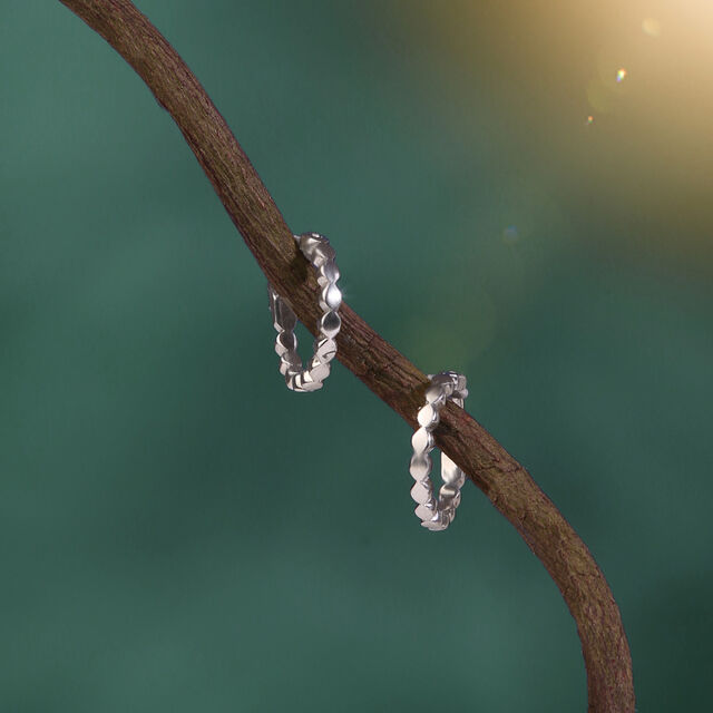Sculpted Gleam Silver Hoop Earrings,,hi-res image number null