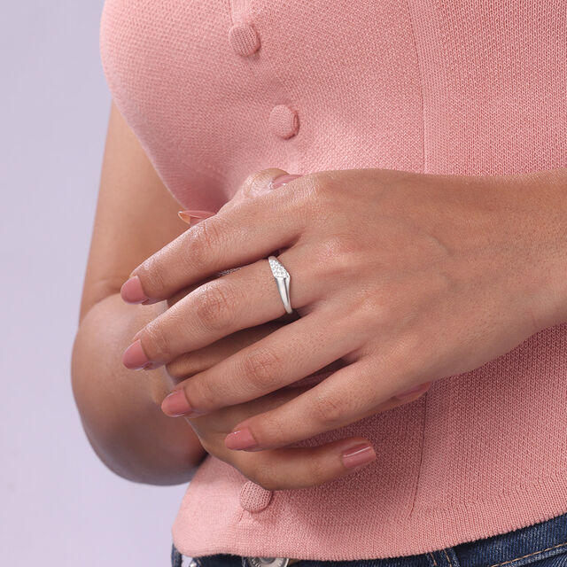 Sleek Asymmetric Silver Ring,,hi-res image number null