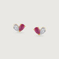 Twin Flame Ruby & Diamond Stud Earrings,,hi-res view 3