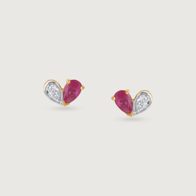 Twin Flame Ruby & Diamond Stud Earrings,,hi-res image number null