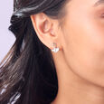 Twin Glow Silver Stud Earrings,,hi-res view 2