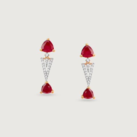Crimson Aura Diamond Drop Earrings