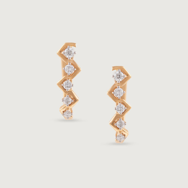 Artful Twist Gold & Diamond Hoop Earrings,,hi-res image number null