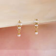 Woven Elegance Gold & Pearl Drop earrings,,hi-res view 1