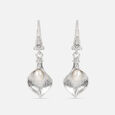 Splendour Pearl Silver Hoop Earrings,,hi-res view 3