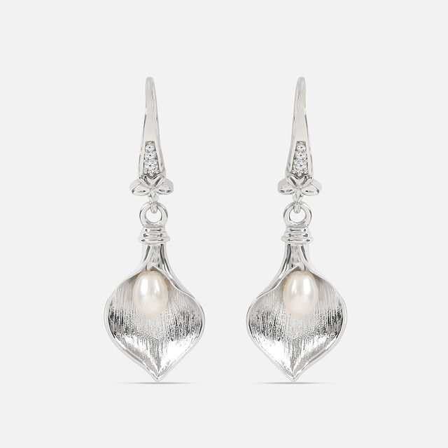 Splendour Pearl Silver Hoop Earrings,,hi-res image number null