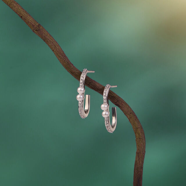 Twinkle Duo Silver Hoop Earrings,,hi-res image number null