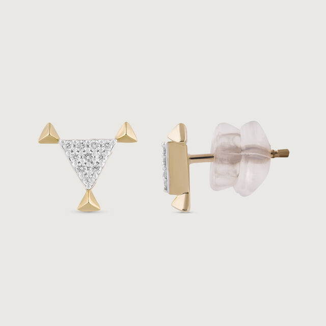 Glitzy Sequin Gold & Diamond Stud Earrings,,hi-res image number null
