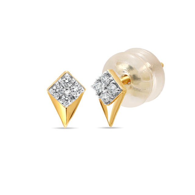 14KT Yellow Gold Glistening Valley Diamond Stud Earrings,,hi-res image number null