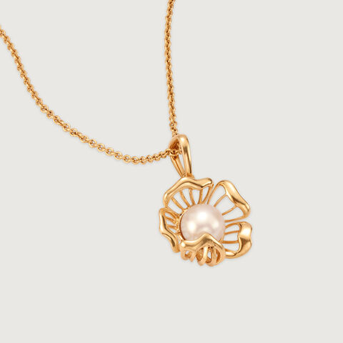 Floral Whispers 14 Kt Gold & Pearl Pendant